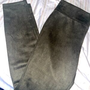 Olive green faux suede leggings
